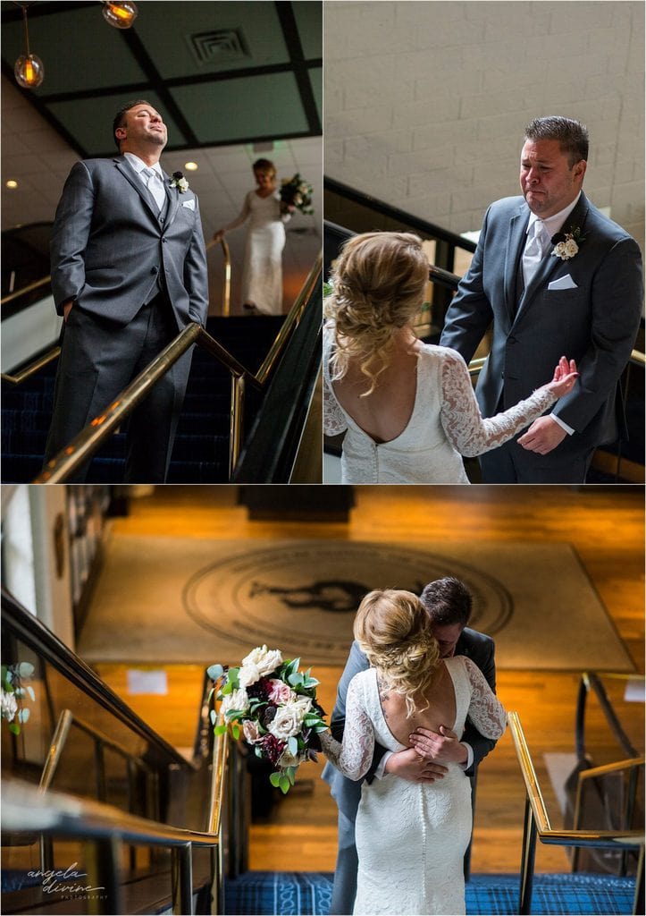 Graduate Minneapolis Wedding groom sees bride