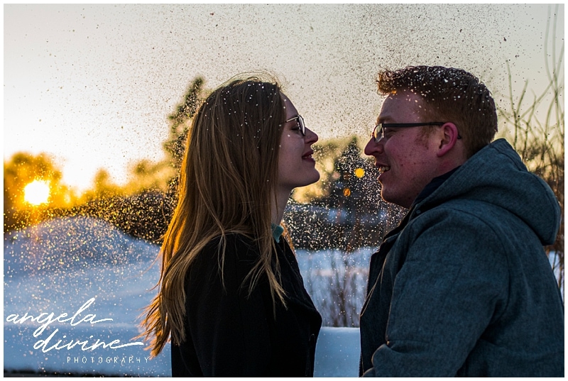 Wicked Wort Brewery Engagement couple in the snow