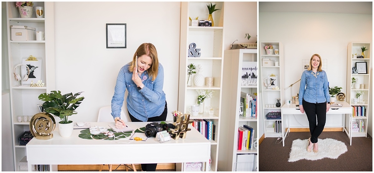 Twin cities collective brand photography session solopreneur in her office