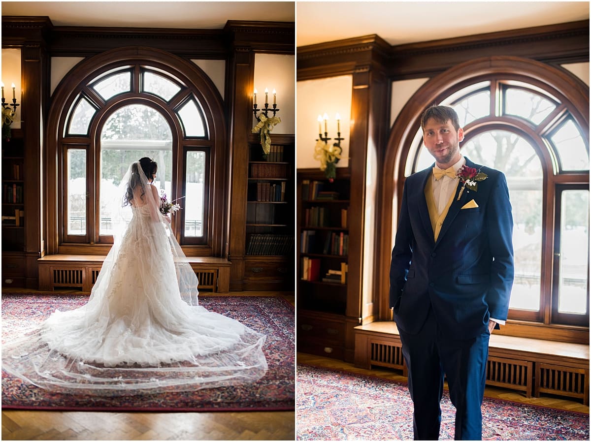 Gale Mansion Christmas Wedding / Beauty and the Beast Themed bride and groom portraits