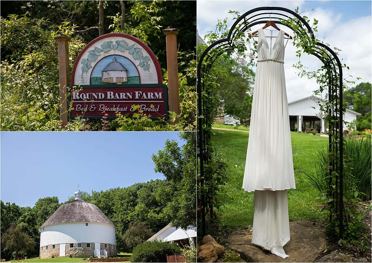 Round Barn Wedding venue and dress