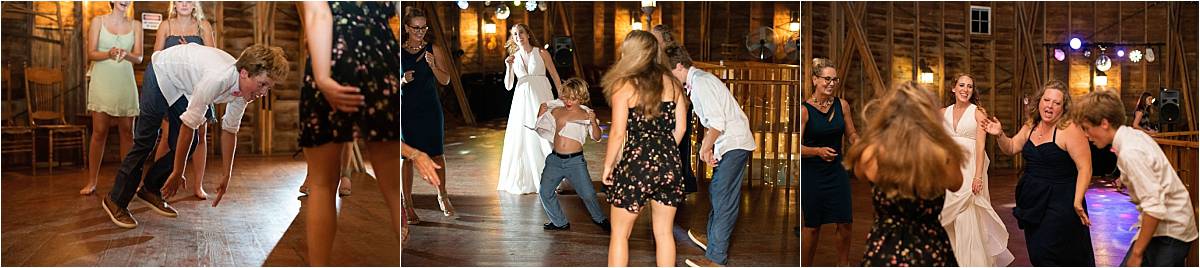 Round Barn Wedding guests dancing