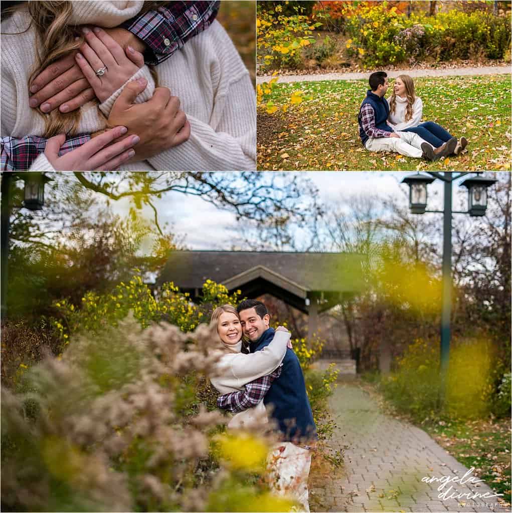 Minnehaha Falls Engagement Photography autumn colors and engagement rings