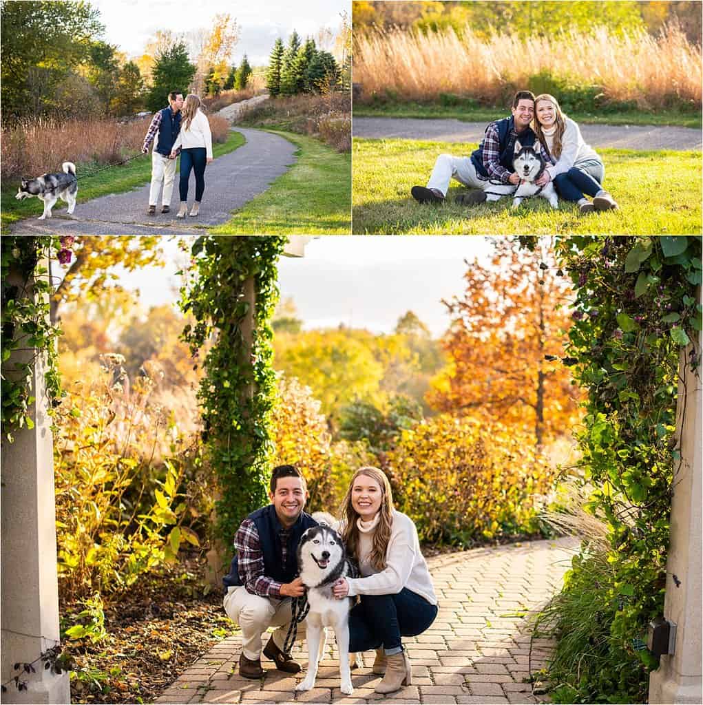 Minnehaha Falls Engagement Photography with Husky
