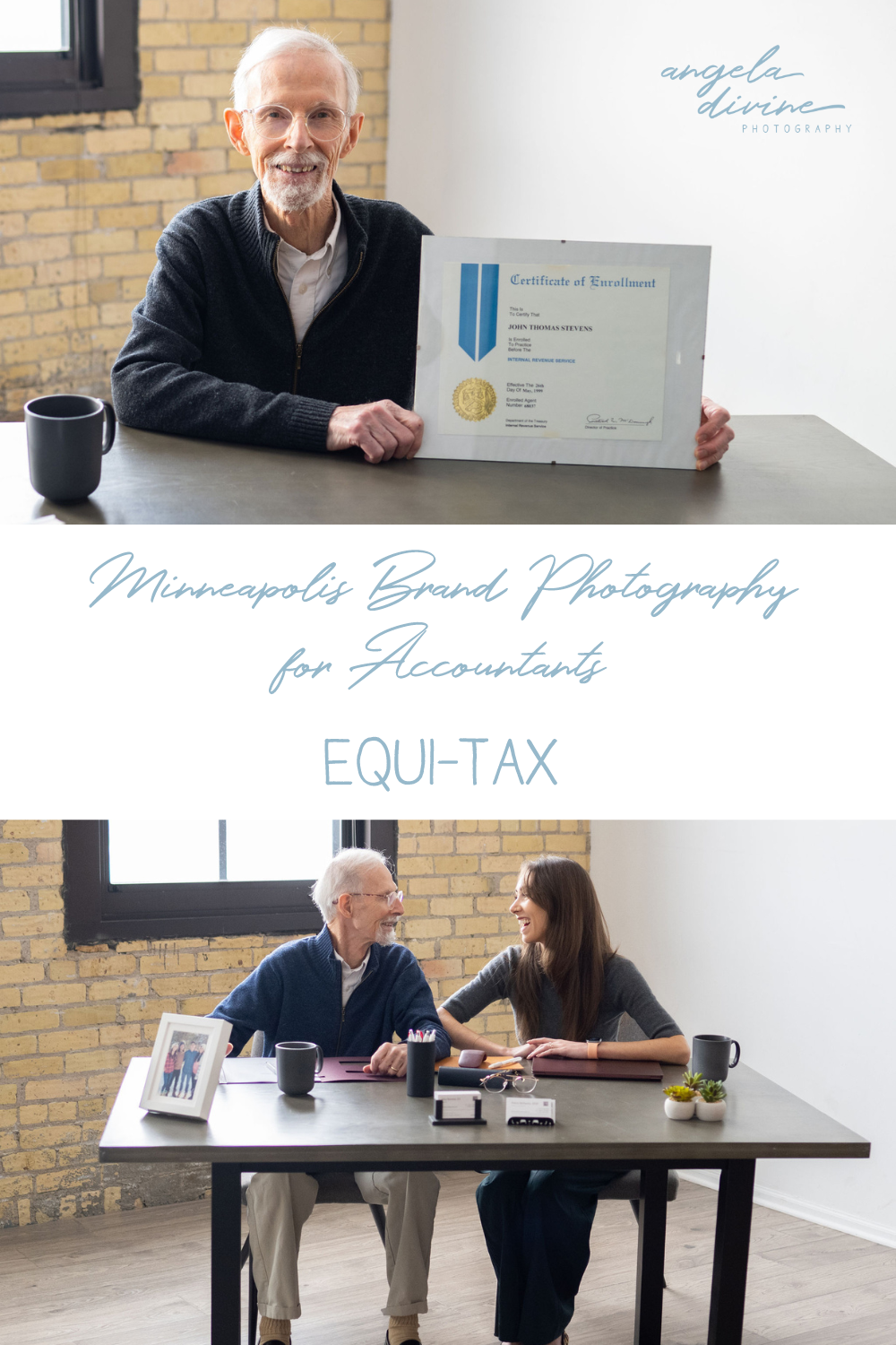 These pictures are from a brand photography session for Equi-Tax, a small, family-owned accounting firm in MN. They pride themselves on providing their clients with flexibility and a sense of familiarity that only small businesses can deliver. Visit the blog for more from their branding session. | Angela Divine Photography | Minneapolis wedding + brand photographer | #branding #brandphotography #personalbrand #minnesota #smallbusiness 