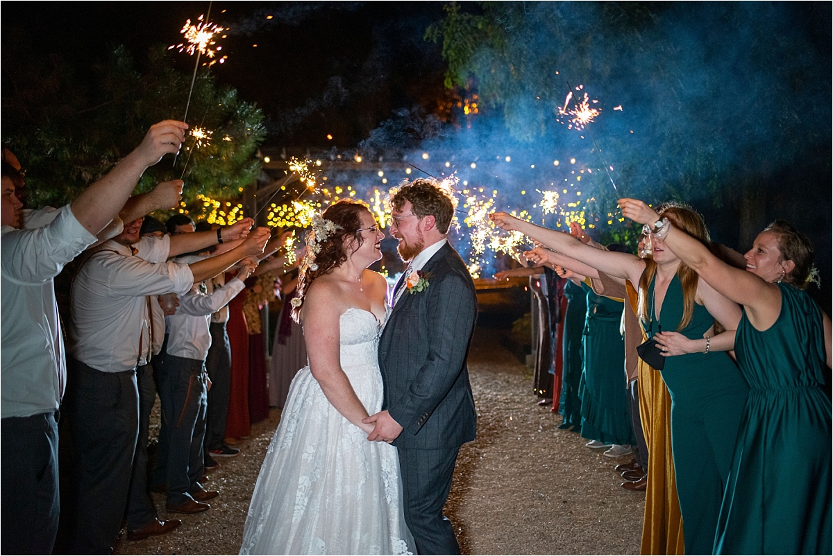 bride and groom sparklers exit