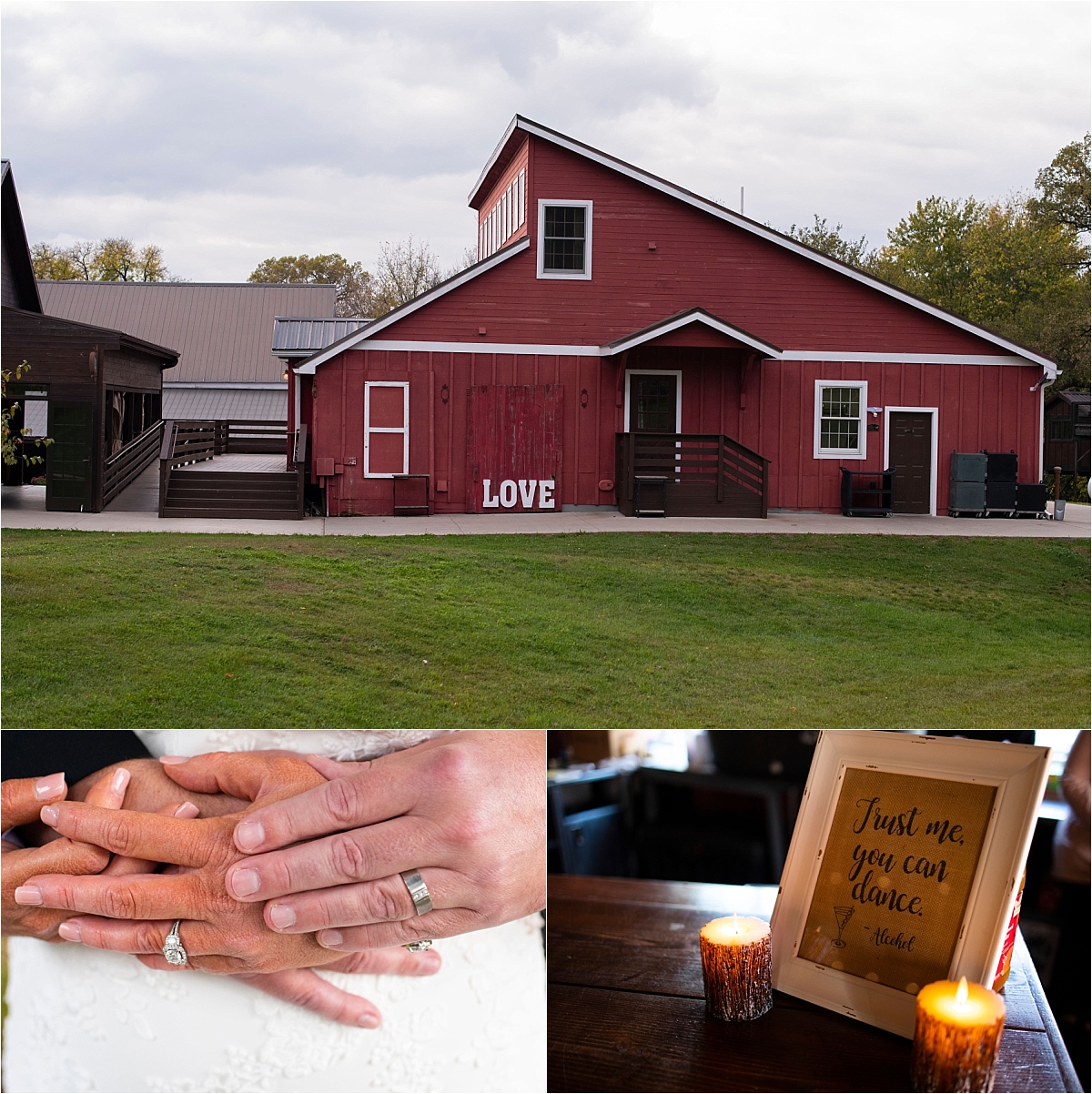 Hope Glen Farm Wedding red barn and wedding rings