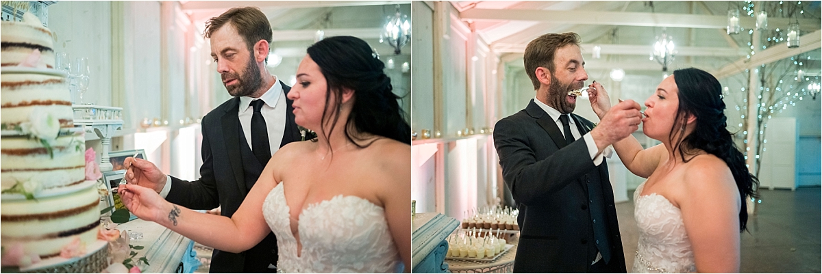 Camrose Hill Flower Farm Wedding cutting the cake