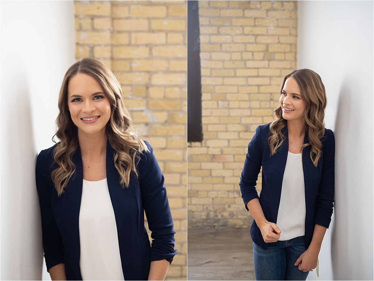 Minneapolis Brand Photography for Cancer Rehab head shots with brick wall