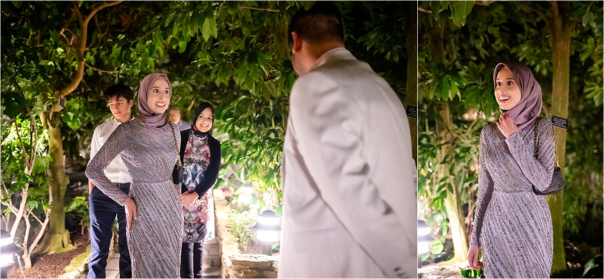 Twin Cities Proposal Photography Como Conservatory surprised woman sees man