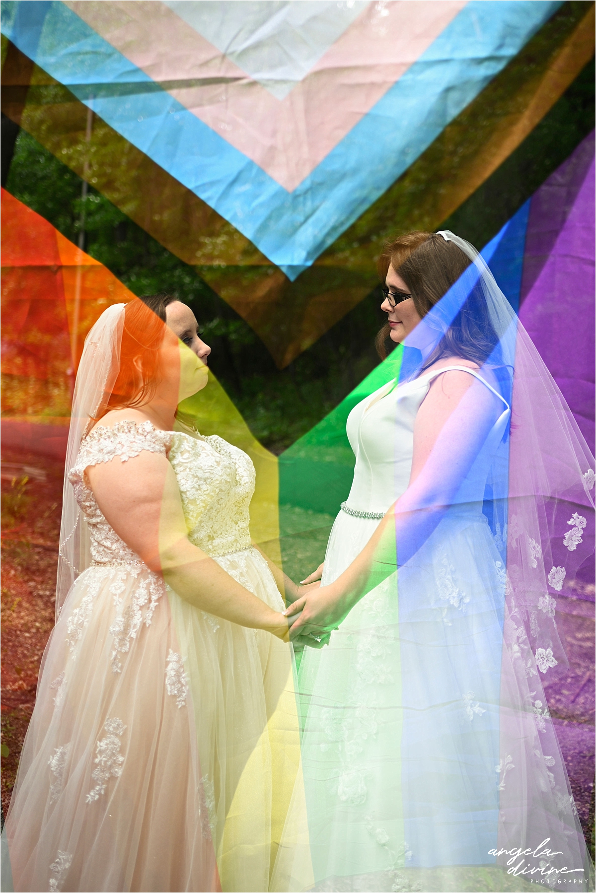 Westwood nature center LGBTQ wedding LGBTQ flag.